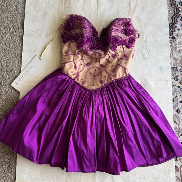 Tarik Ediz 90378 Dress Evening Dress ~US size 4 Purple Dress Beads and Lace NWT - Picture 13 of 15